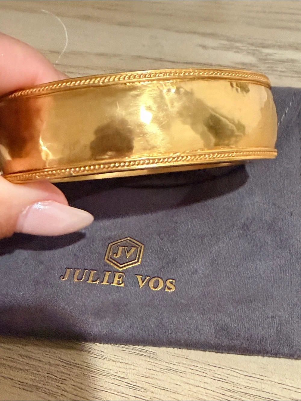 Julie Vos Cannes Statement Hinge Bangle Gold NWT 24K Gold Plated